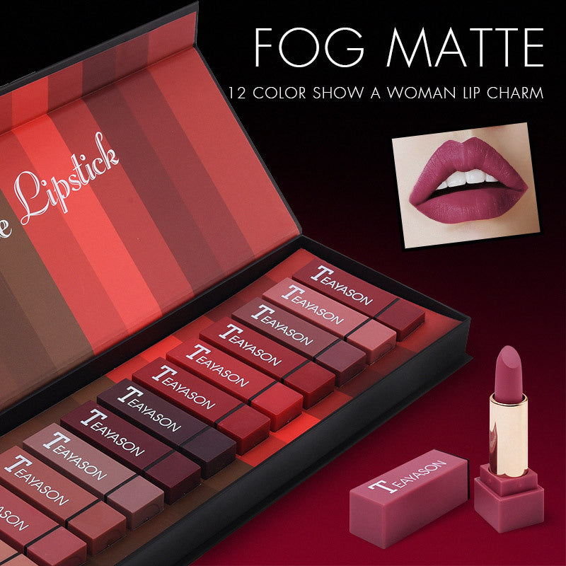 New set of hard box 12 color square tube lipstick