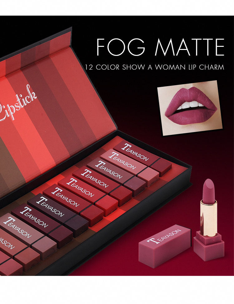 New set of hard box 12 color square tube lipstick