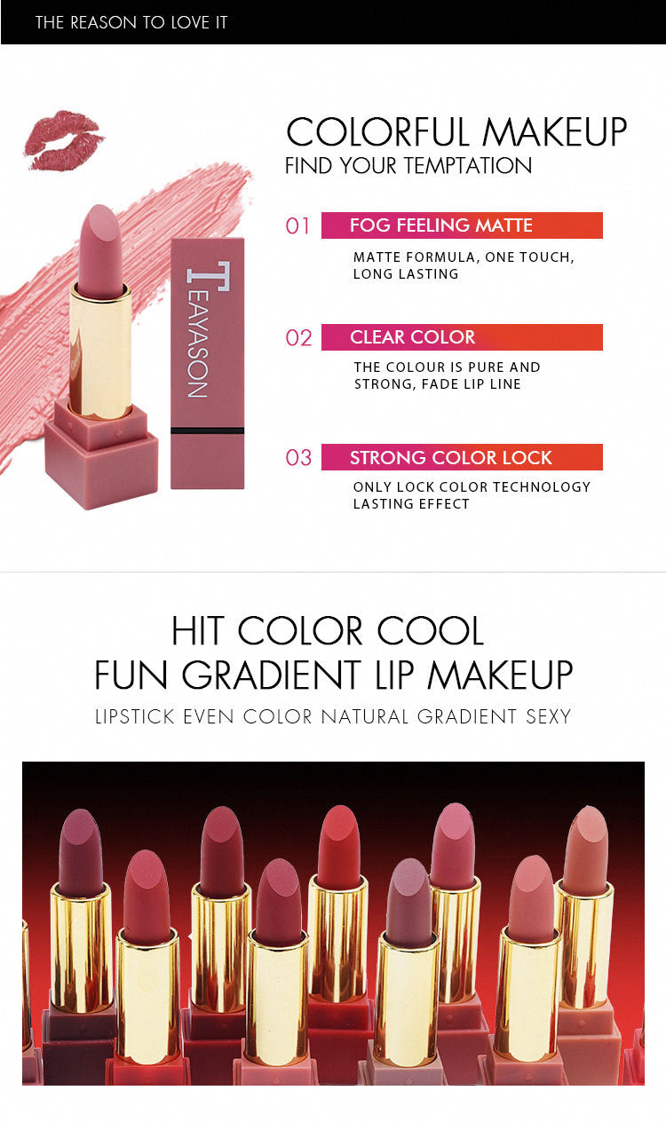 New set of hard box 12 color square tube lipstick