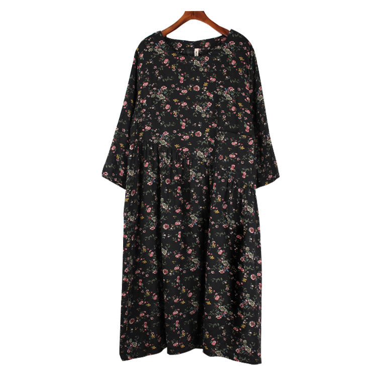 large size women's fat mm autumn new linen cotton literary