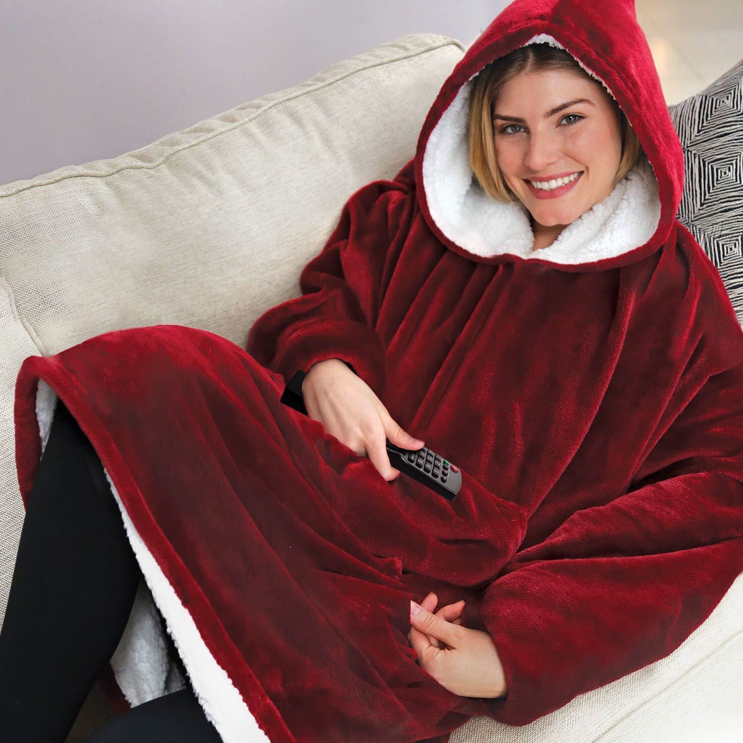 Pocket Hoodie Adult Winter Hooded TV Blankets