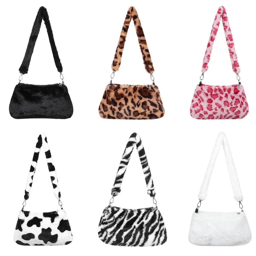 Leopard Plush Shoulder Bag