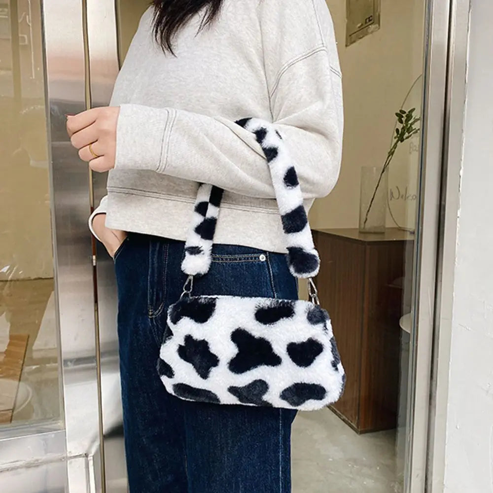 Leopard Plush Shoulder Bag
