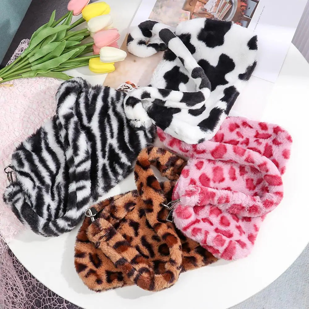 Leopard Plush Shoulder Bag