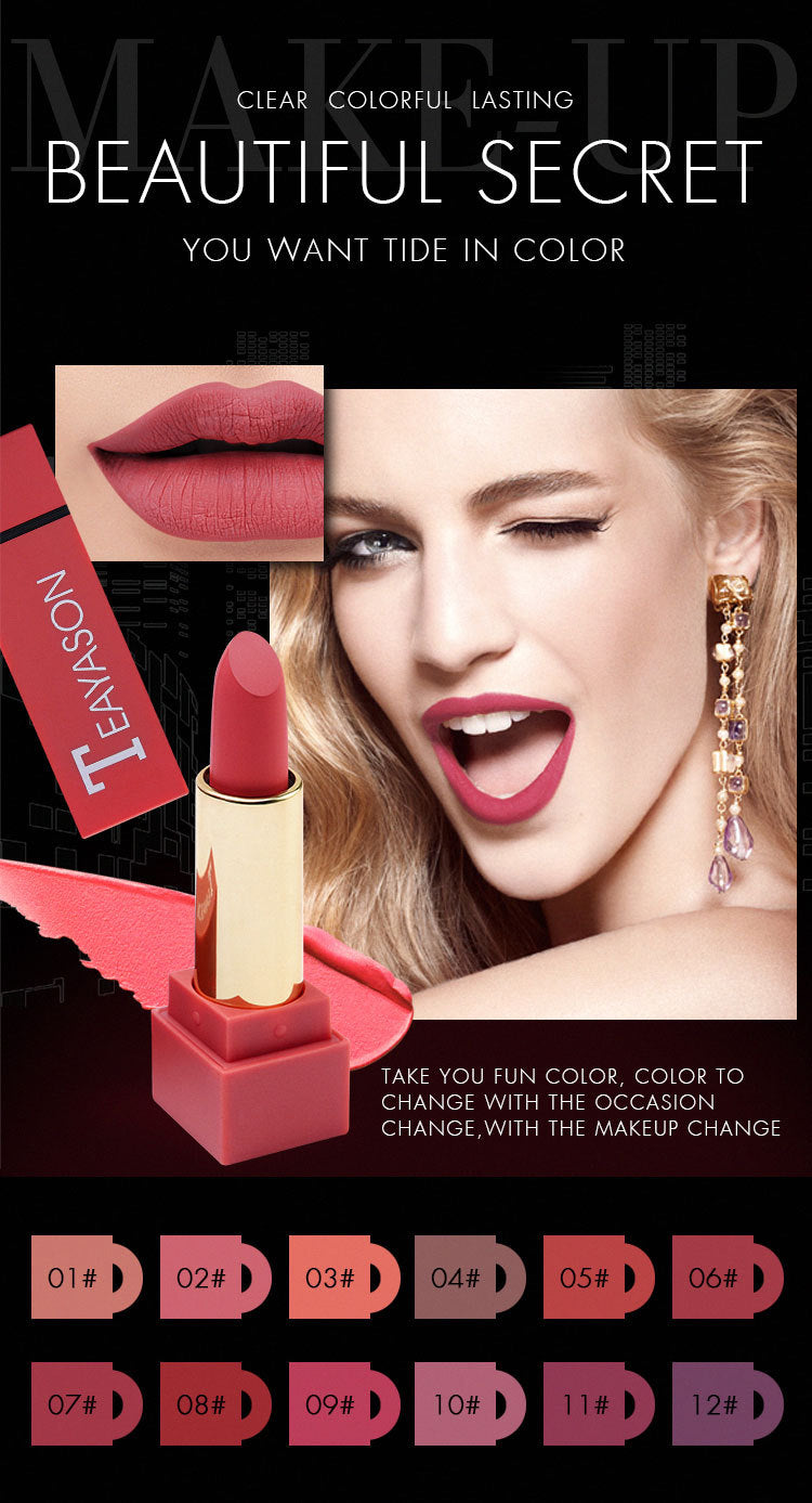 New set of hard box 12 color square tube lipstick