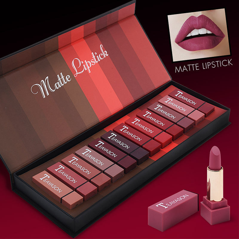New set of hard box 12 color square tube lipstick