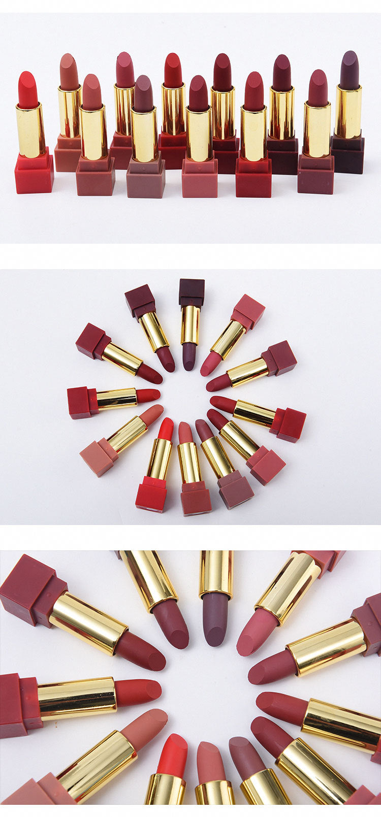 New set of hard box 12 color square tube lipstick