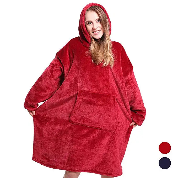 Pocket Hoodie Adult Winter Hooded TV Blankets