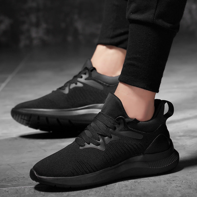 18-65 Men's Height Increasing Sports Shoes Spring Low-top Thick-soled Flying Weave Mesh Cloth Running Shoes Casual Walking Fashion Shoes