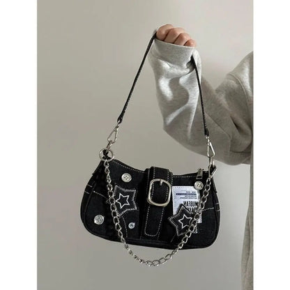 Starry Denim Shoulder Bag