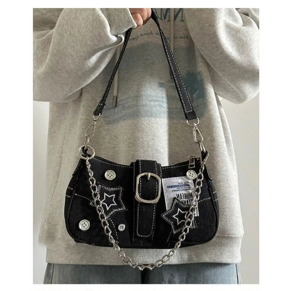 Starry Denim Shoulder Bag