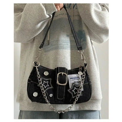 Starry Denim Shoulder Bag