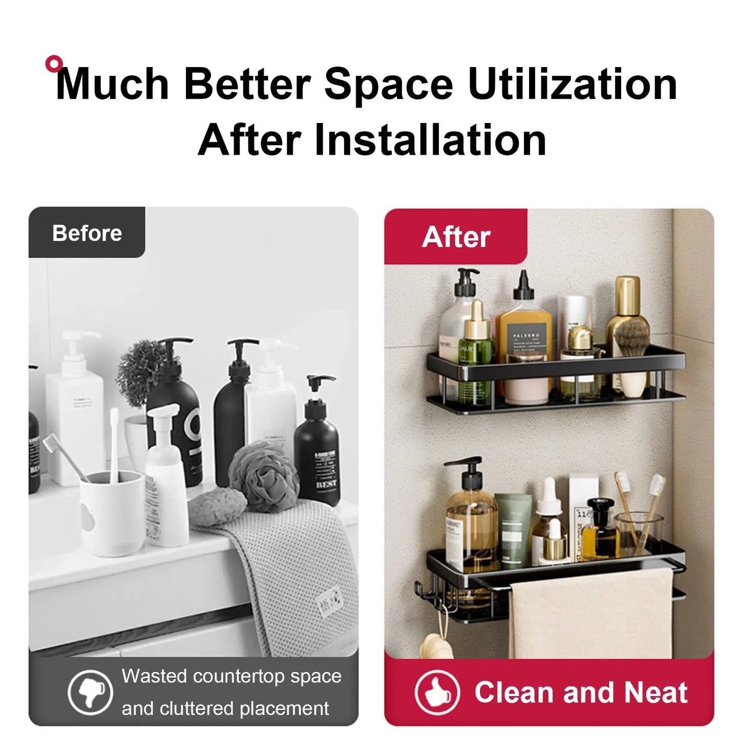 Magic No-Drill Shower Shelf