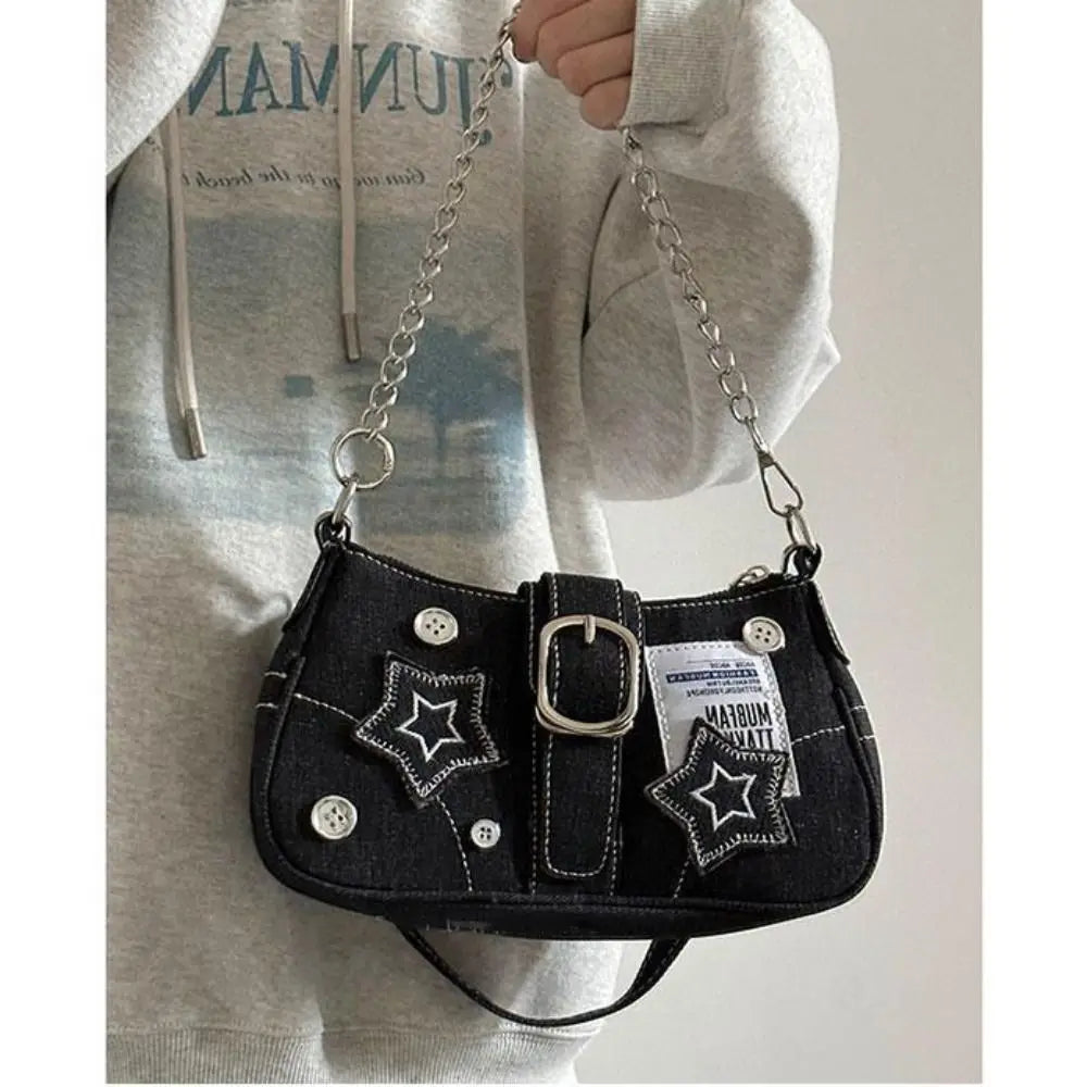Starry Denim Shoulder Bag