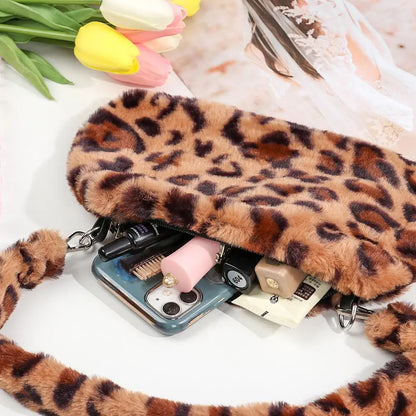 Leopard Plush Shoulder Bag