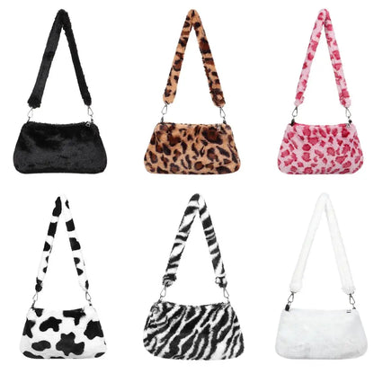 Leopard Plush Shoulder Bag
