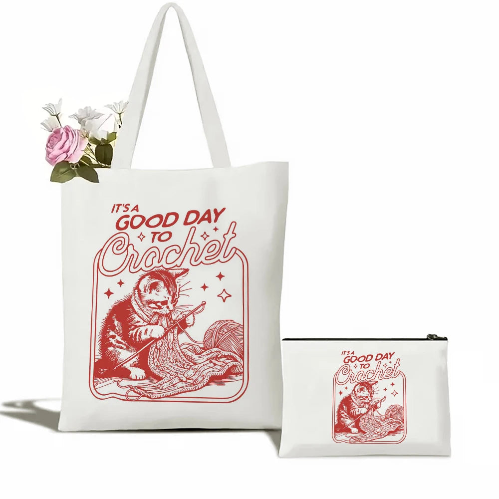 Charming Cat Canvas Tote Set