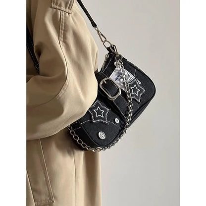 Starry Denim Shoulder Bag